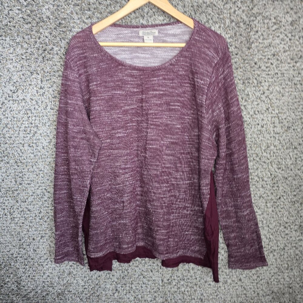 Lucky Brand‎ Top Womens XL Burgundy Scoop Neck Long Sleeve Knit Tee Casual
